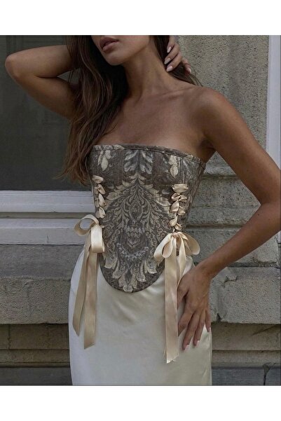 Ahya Designs Vintage Yan Bağlamalı Korse