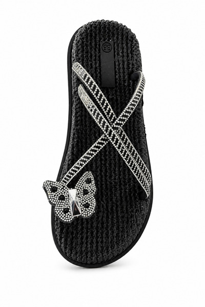 Ekonomik Ayakkabı Women's Stoned Butterfly Detailed Cross-Strapped Lightweigh...