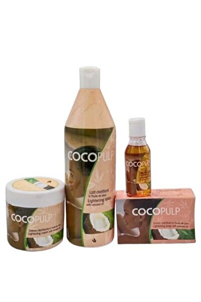 COCO PULP 4 Piece Set Skin Lightening Cream 300ml, Lotion 500ml, Soap and Oil...