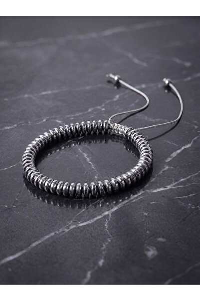 OSMANLI DEĞERLİ TAŞ Hematite Natural Stone Macrame Bracelet