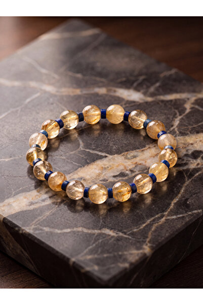 OSMANLI DEĞERLİ TAŞ Citrine - Lapis Lazuli Natural Stone Bracelet (8 mm)