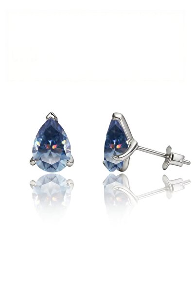 MEETMAY 18K Gold Plated S925 Silver Blue Moissanite Earrings - Pear Cut - 0.5...