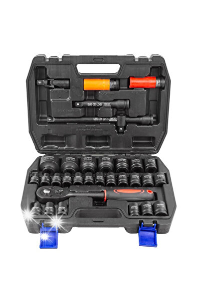 FORCEKRAFT Set de chei tubulare mari pentru roți, în cutie, 32 de piese. 1/2"