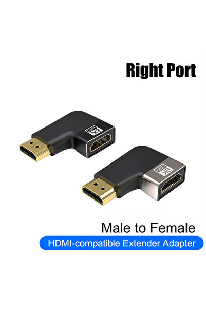 Choice F 8K HDMI-Compatible2.1 Cable Adapter 90 Degree Right Angle Elbow Conn...