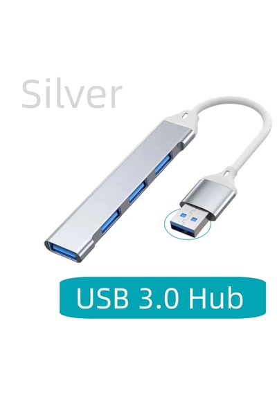 Choice موزع USB فضي اللون بـ 4 منافذ متعددة الفروع، محول USB 3.0، محطة إرساء ...
