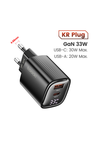 Choice4 شاحن توكي KR 33W بتقنية GaN USB-C للشحن السريع مع شاشة رقمية لهواتف آ...