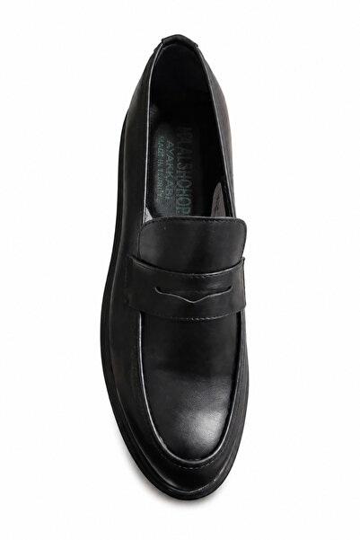 Ekonomik Ayakkabı Large Size Men's Black Loafer Moccasin Shoes 45-46 Thick So...