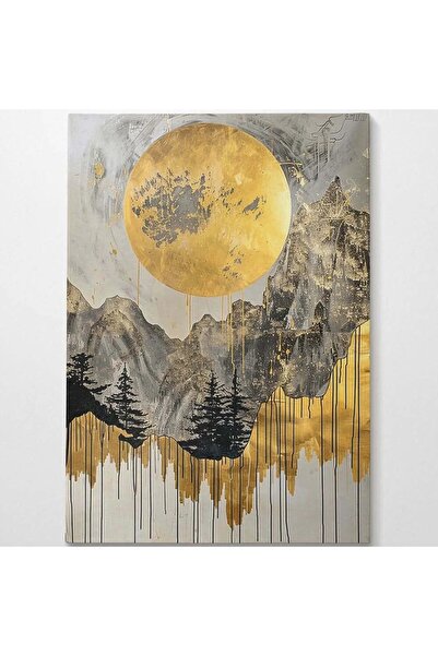 OEM Tablou decorativ pe pânză, peisaj, 70x100 cm, pânză/lemn, auriu/gri