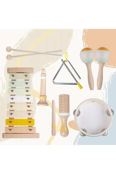 NO BRAND Set de instrumente muzicale Baby Montessori – Jucărie percutantă din...