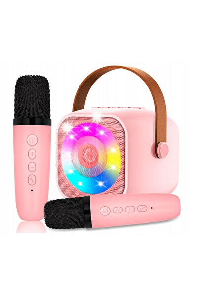 NO BRAND Aparat de karaoke cu Bluetooth și două microfoane wireless LED