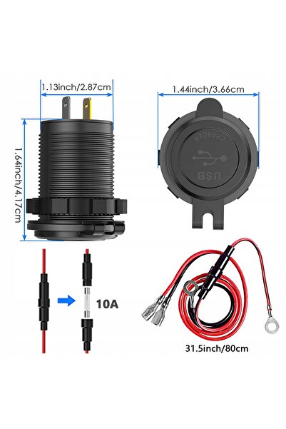 NO BRAND Încărcător auto dublu cu voltmetru, USB PD30W QC3.0