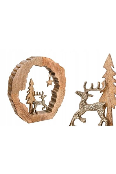 NO BRAND Sculptură decorativă din lemn și metal, bronz, 34 cm, pentru interio...
