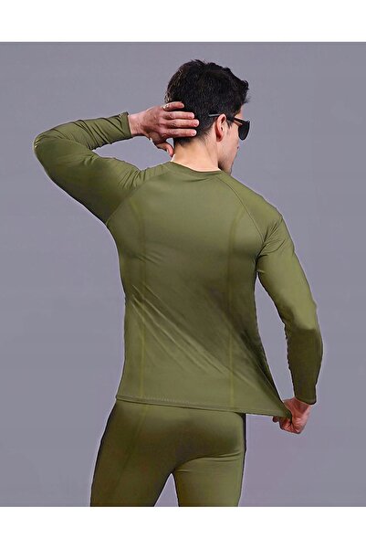 NO BRAND Bluză termică sport de iarnă, verde militar, mărimea S