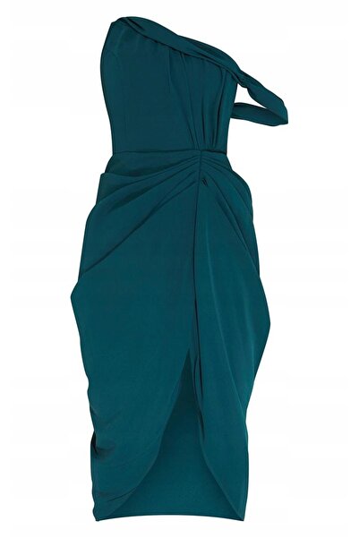 NO BRAND Prettylittlething rochie midi clasică asimetrică verde uni 42