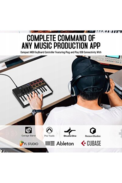 NO BRAND M-Vave K5 Midi 25 Claviatură, 8 Pad-uri RGB, Bluetooth 16 ore, Daw S...