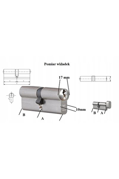 NO BRAND Gerda E1 insert 35g/35 cu buton din alamă, 3 chei