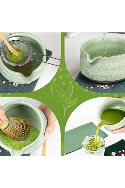 NO BRAND Set cadou de ceai Matcha din bambus, lingură Chashaku, verde