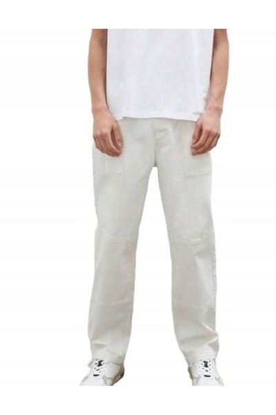 NO BRAND Pantaloni de trening din bumbac alb, tip denim, cu buzunare clasice ...