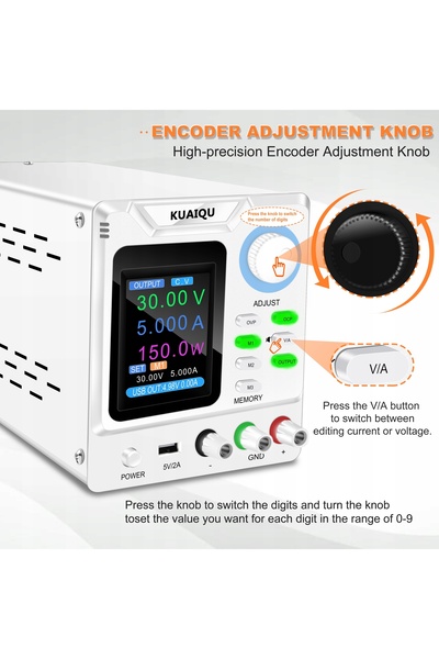 NO BRAND Sursă de alimentare de laborator Kuaiqu 150W 30V 5A 24V reglabilă, t...