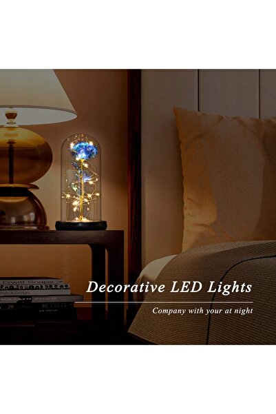 NO BRAND Trandafir decorativ sub cupolă de sticlă, cu LED albastru, de Ziua Î...