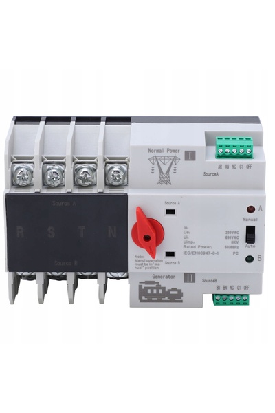 NO BRAND Comutator de transfer automat cu alimentare dublă 4P 100A AC230V