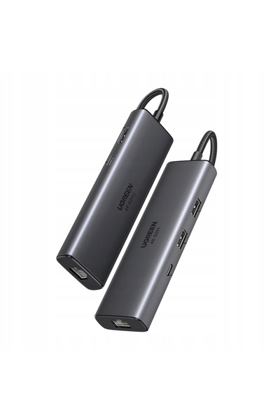 Ugreen Hub USB-C 6 în 1 HDMI USB-C USB-A Ethernet - gri