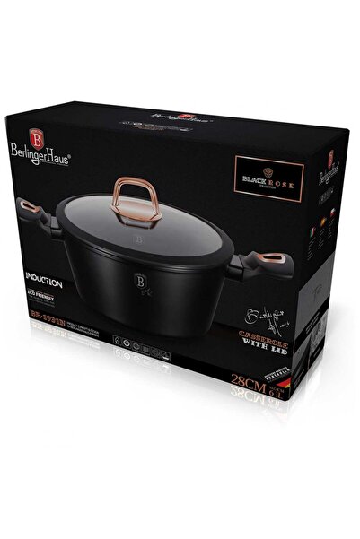 NO BRAND Oală de 6,1L cu capac, 28cm, neagră, Berlingerhaus Black Rose Bh-1931