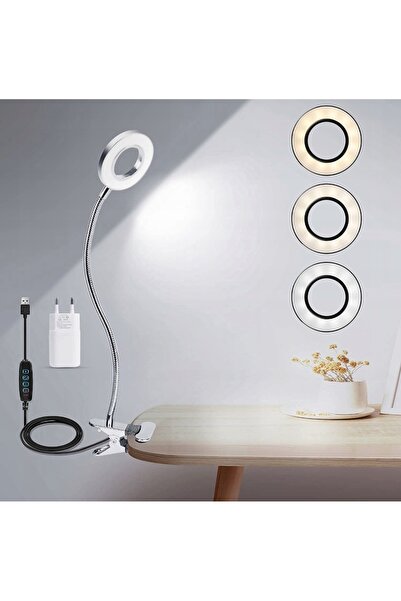 NO BRAND Lampă LED USB flexibilă, tip inel, cu clemă, pentru birou, lumină de...