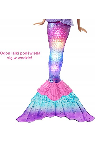 NO BRAND Păpușă sirenă, lumini intermitente, coadă, buton de apă, accesorii, ...