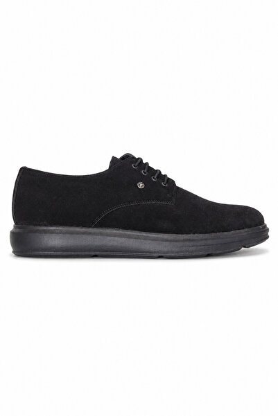 Ekonomik Ayakkabı Men's Black Large Size Shoes 45 46 Size Laced Suede Look Co...