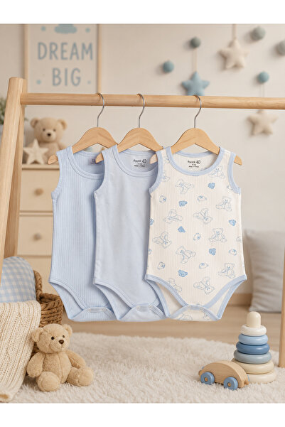 Bulut Anne ve Çocuk Strappy Snap Fastener Bodysuit 3-Pack Colorful 3-6 Years ...