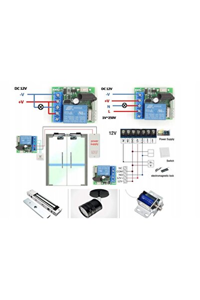 NO BRAND Dieserc 433Mhz DC 12V 1 Canal Modul Controler Ev1527 2 Telecomenzi