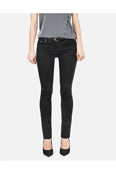 NO BRAND Blugi negri cu talie înaltă, elastici, skinny de damă + curea 740 72cm