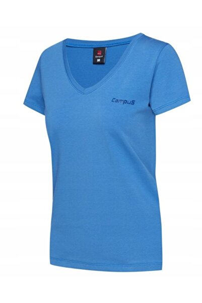 NO BRAND Tricou de campus pentru femei |   Albastru |   Guler în V din bumbac L