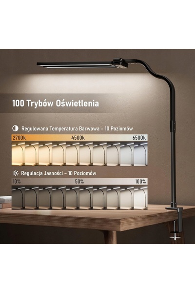 NO BRAND Lampă de birou LED, Telecomandă, 10 Niveluri de Luminozitate, 10 Cul...