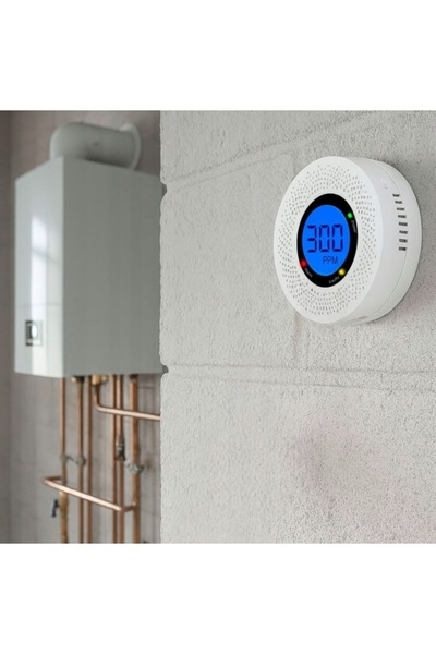 NO BRAND Senzor de gaz fără fir - Detector de monoxid de carbon cu afișaj LCD...