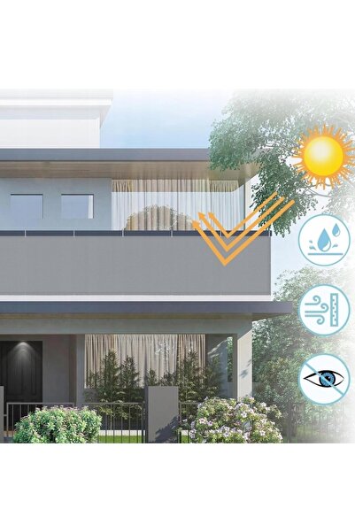 NO BRAND Paravan de protecție pentru balcon, gri, 0.75 x 8m, anti-vânt