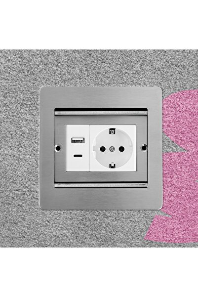 NO BRAND Priză de podea mediaport 2x USB Schuko Spacetronik metal argintiu