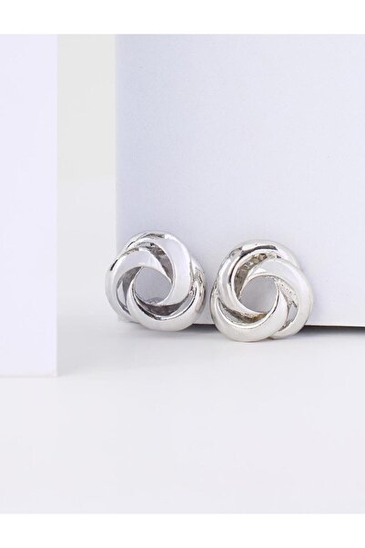 Jimmy Key Silver Color Spiral Formed Curved Earrings