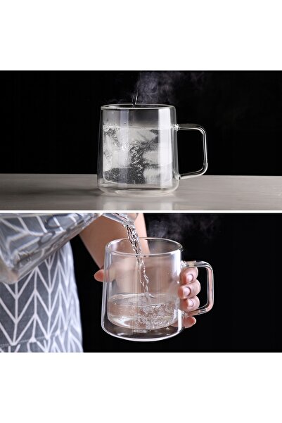 NO BRAND Cnglass Căni de cafea din sticlă cu mâner pentru cafea și ceai Latte...