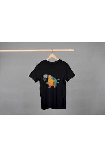 Noname Tricou Unisex Bumbac Premium Casual " Papagali cu casti " Inscriptie