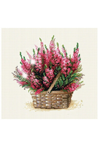 NO BRAND Kit de broderie punct în cruce DIY 11Ct - Floare Heather 37X37 cm