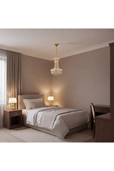 iTin Candelabru Cristal NUVOLA Nobile 8x E14, D40 cm, Auriu, Înălțime reglabi...