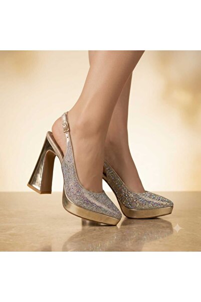 CYLN Mi̇lano 1280 Women's Stone-Embellished Platform Heeled Shoes (12 cm Heel...
