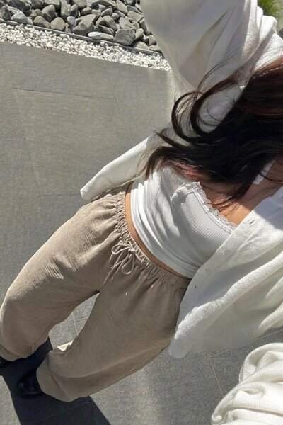 DAMGA JEANS بنطلون نسائي صيفي من الكتان والمينك