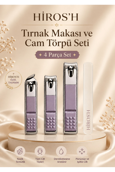 HİROS'H 1 Adet Tırnak Makası ve 1 Adet Cam törpü Seti
