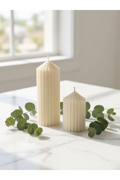 Florence Fragrances Pillar Candles Set of 2, Unscented White Decorative Candl...