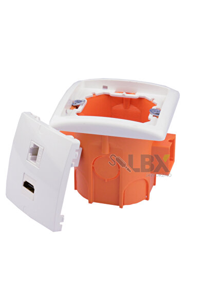 NO BRAND Priză de perete SIMON BASIC încastrată HDMI + INTERNET RJ-45 Albă