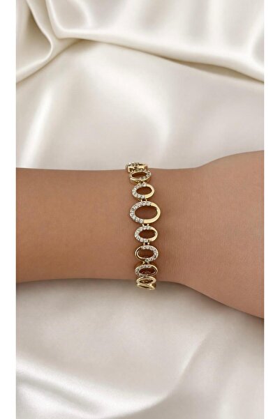 Velora Accessories Xuping Model 14K Altın Kaplama Halka Taşlı Bileklik