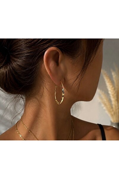 XUPING JEWELRY KUYUM SERİ 14K RENGİ HALKAYA DİZİLİ KÜP ÇELİK KÜPE